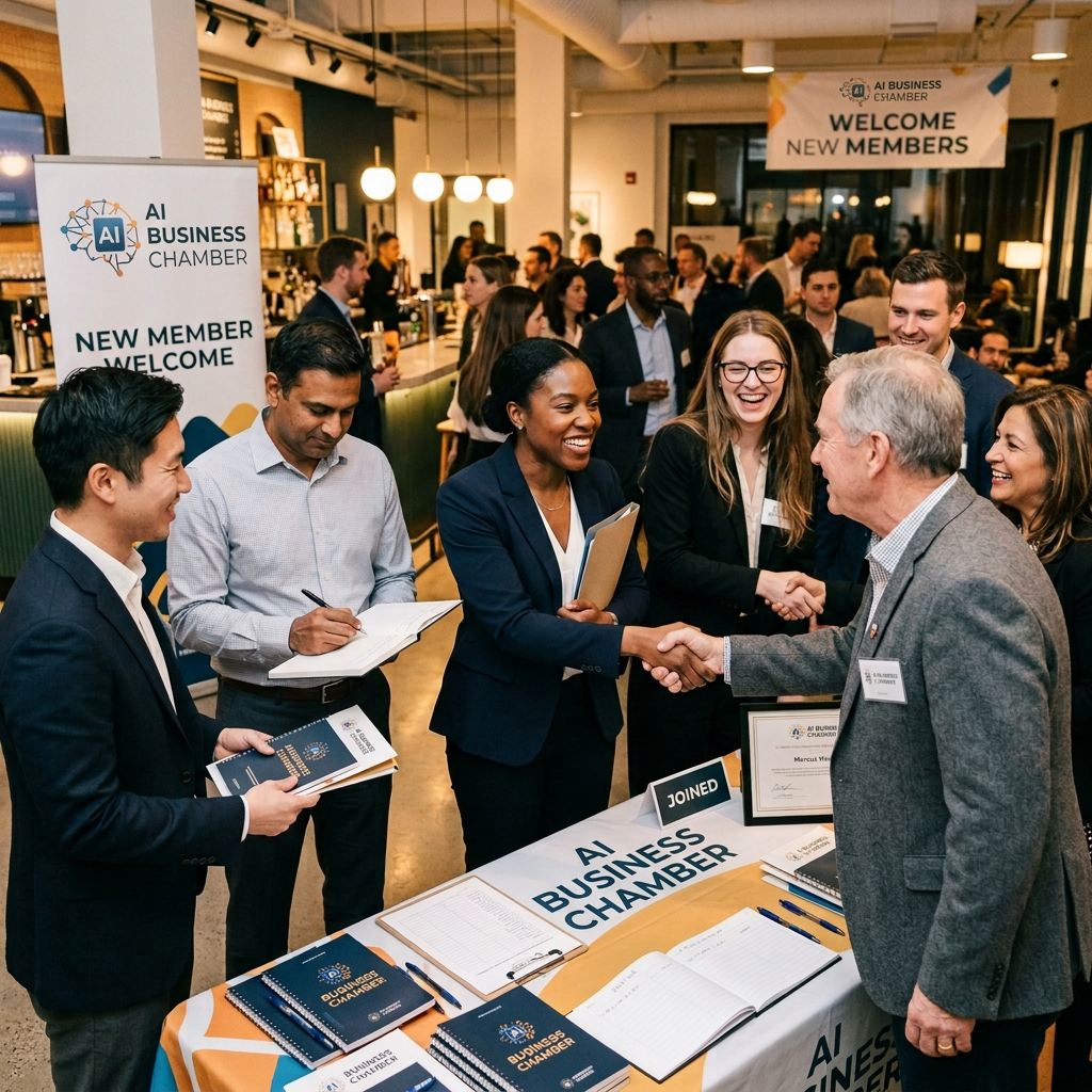 Professionals networking at a Business Synergy Collective new member welcome event